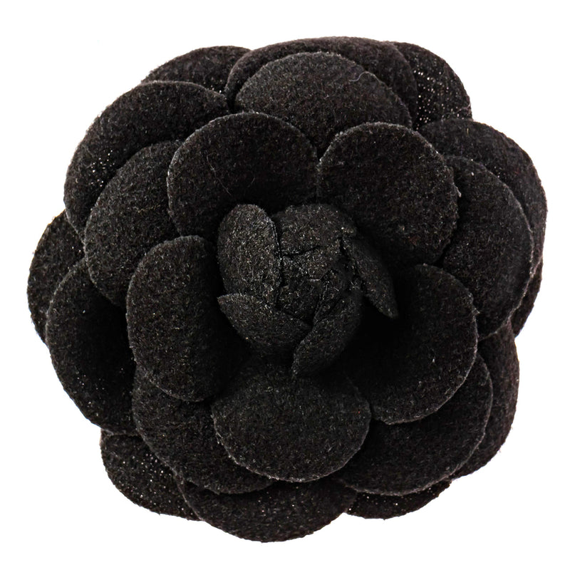 [Australia] - Fashion jewelry women's camellia flower pin brooch with organza gift bag Black 