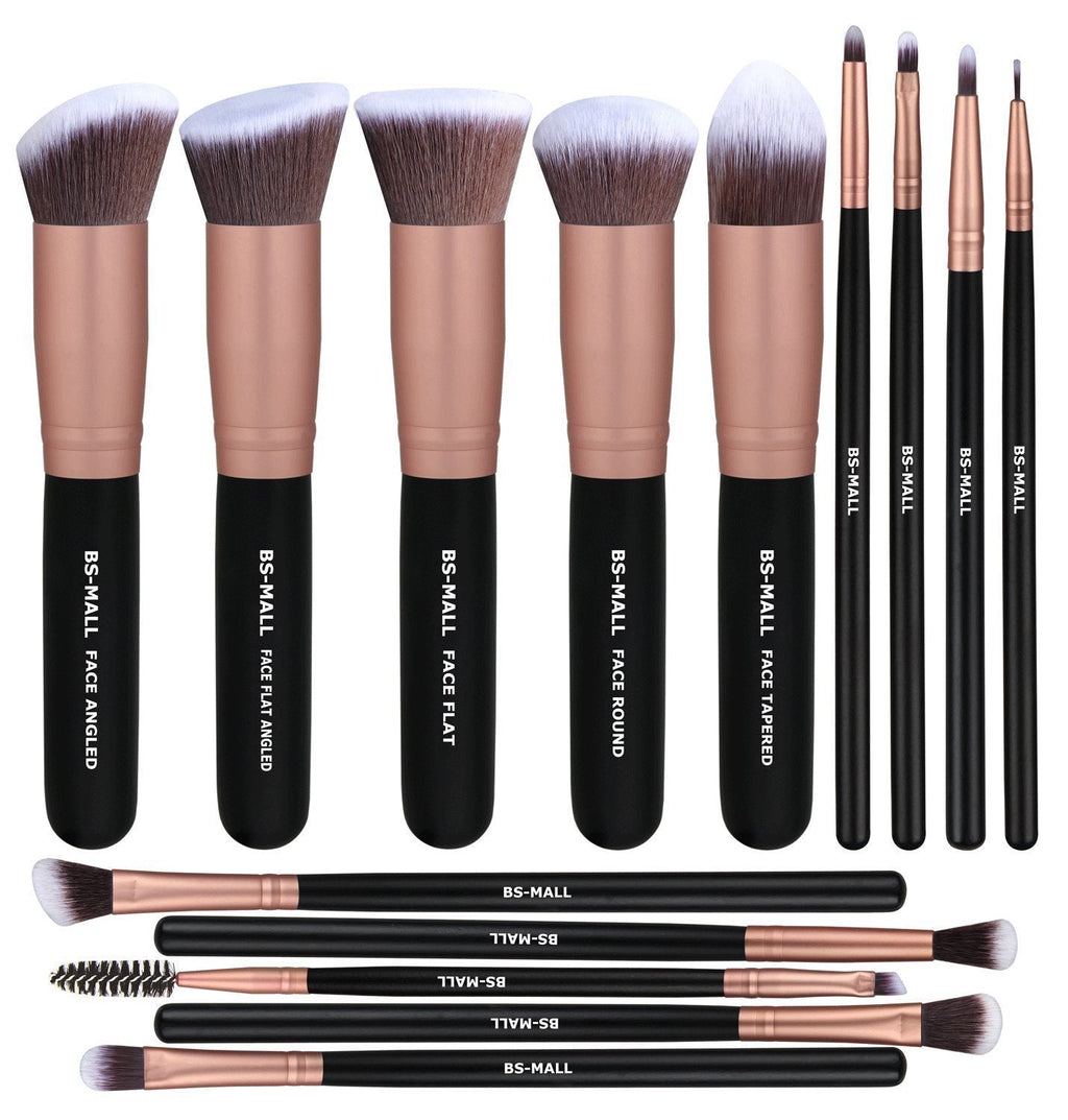 [Australia] - BS-MALL Makeup Brushes Premium Synthetic Foundation Powder Concealers Eye Shadows Makeup 14 Pcs Brush Set, Rose Golden, 1 Count A-rose 