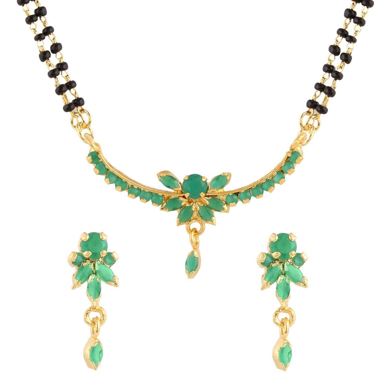 [Australia] - Efulgenz Indian Bollywood Traditional Gold Plated Ruby Emerald/Color CZ Stone Mangalsutra Pendant Necklace Jewelry with Chain for Women Green 