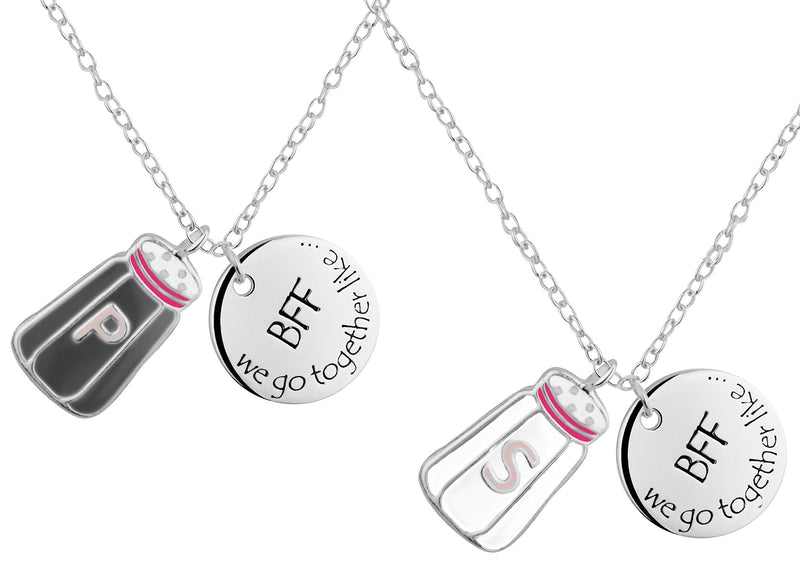 [Australia] - Penny & Piper Best Friends Necklace for 2: .925 Sterling Silver We Go Together Like Salt & Pepper BFF Necklace Set 