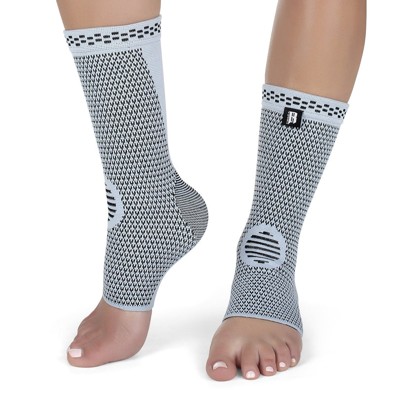 [Australia] - New Premium Compression Socks Ideal Ankle Sleeve For Plantar Fasciitis Best Ankle Brace With Extra Support Recommended Foot Support For Men And Women Superior Compression Support (Pair) Gray M Medium 