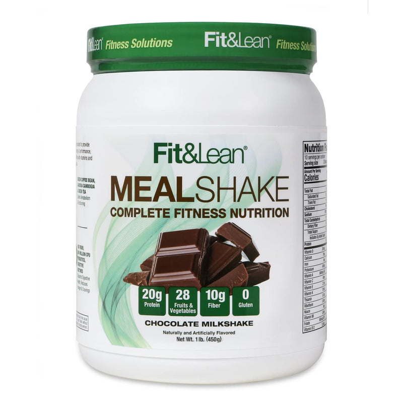 [Australia] - Fit & Lean Meal Shake Fat Burning Meal Replacement with Protein, Fiber, Probiotics and Organic Fruits & Vegetables and Green Tea for Weight Loss, 1lb, Chocolate, 10 Servings Per Container 1 Pound (Pack of 1) 
