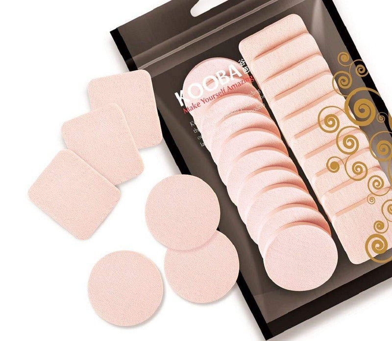 [Australia] - KOOBA 20 pcs Makeup Powder Spongs Latex Free Disposable Beauty Round and Square Blender Foam Cosmetic Applicator Facial Puffs for Flawless Foudation, Sensitive and All Skin Types 20 Pcs Round & Square 