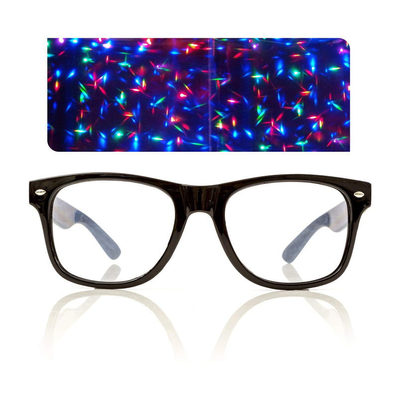 [Australia] - Premium Starburst Diffraction Glasses - Ideal for Raves, Festivals, and More Black Star Burst - Clear 