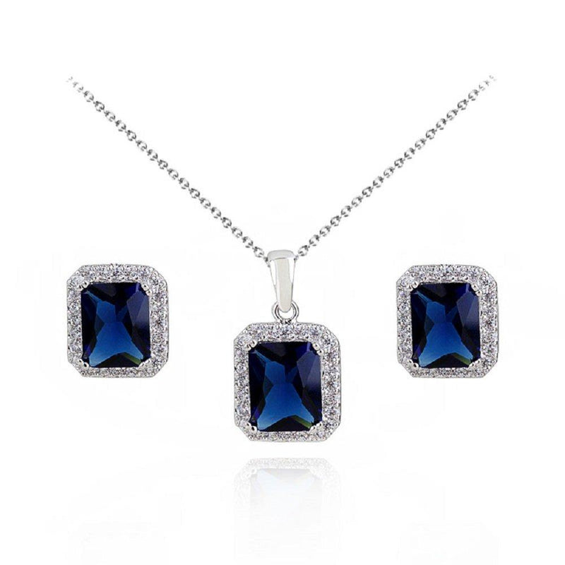 [Australia] - Crystalline Azuria Jewelry Sets for Women - Costume Jewelry Sets - Wedding Jewelry Set with Necklace and Earring for Bride - Cubic Zirconia Bridesmaid Jewelry - Formal Event Prom Jewelry Blue 