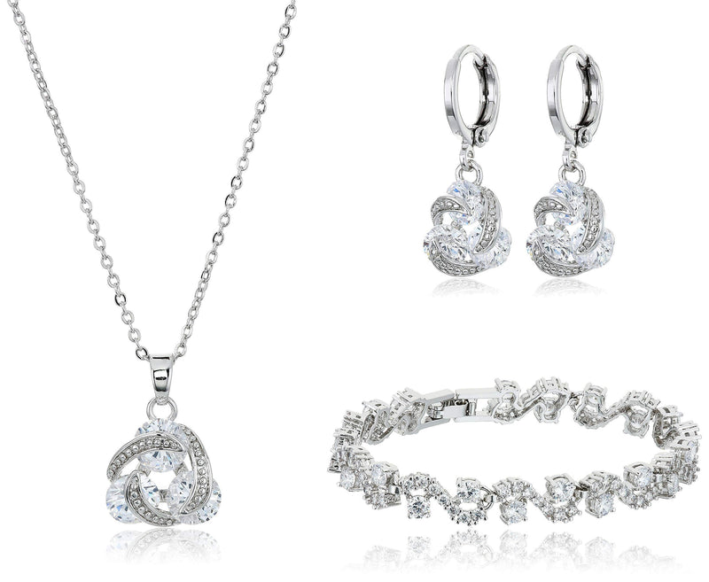 [Australia] - Crystalline Azuria Jewelry Sets for Women - Premium Wedding Jewelry Sets - Bridal Jewelry Set with Necklace and Earring for Bride - Cubic Zirconia Bridesmaid Jewelry - Formal Event Costume Jewelry White 