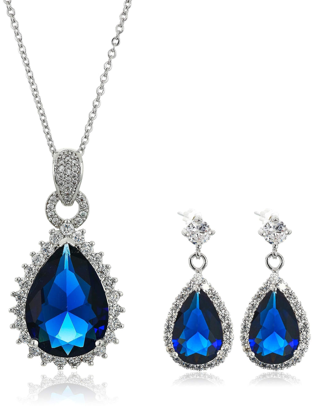 [Australia] - Crystalline Azuria Jewelry Sets for Women - Premium Wedding Jewelry Sets - Bridal Jewelry Set with Necklace and Earring for Bride - Cubic Zirconia Bridesmaid Jewelry - Formal Prom Costume Jewelry Blue 