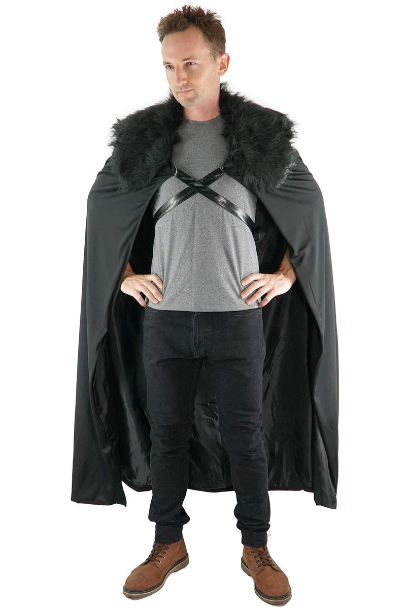 [Australia] - Encore Costumes Northern Winter Lord Cosplay Cloak Height 5'8'' and up Black Cloak, Black Fur 