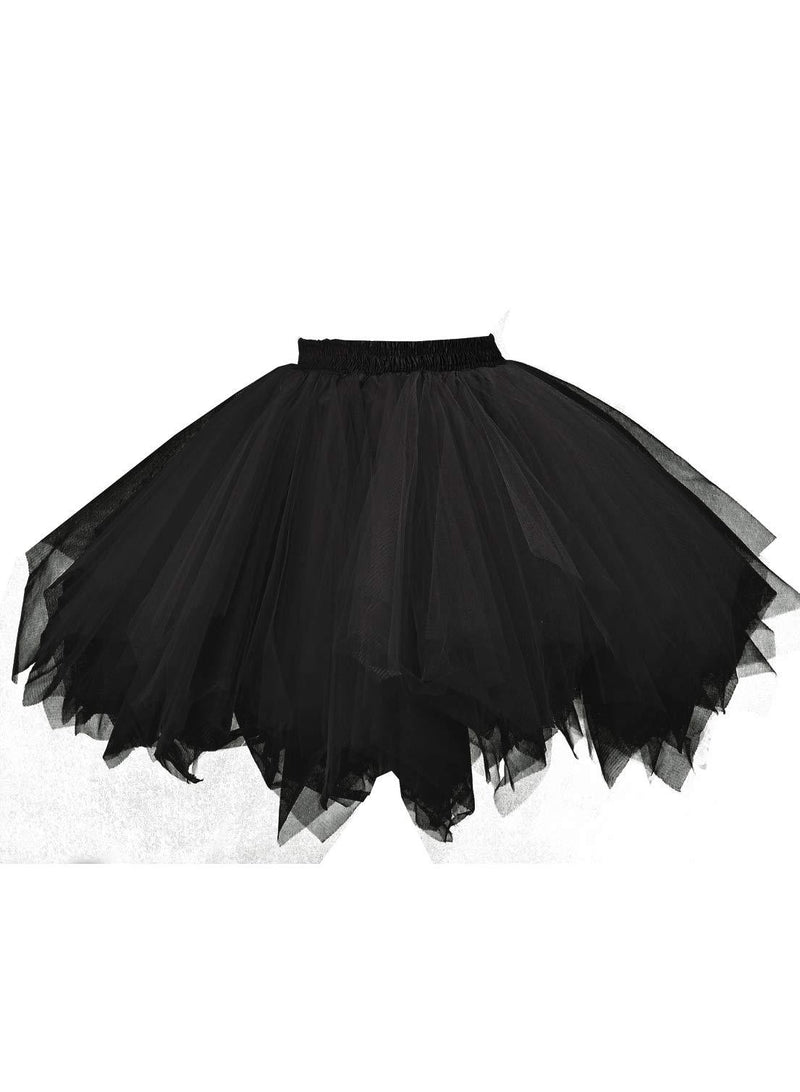 [Australia] - emondora Women's Tutu Tulle Petticoat Ballet Bubble Skirts Short Prom Dress Up Medium Black 