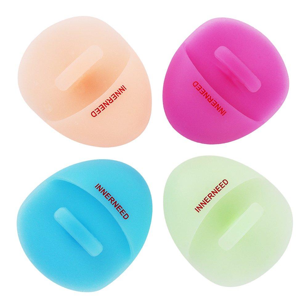 [Australia] - Super Soft Silicone Face Cleanser and Massager Brush Manual Facial Cleansing Brush Handheld Mat Scrubber For Sensitive, Delicate, Dry Skin (Pack of 4) 4 Mix Color 