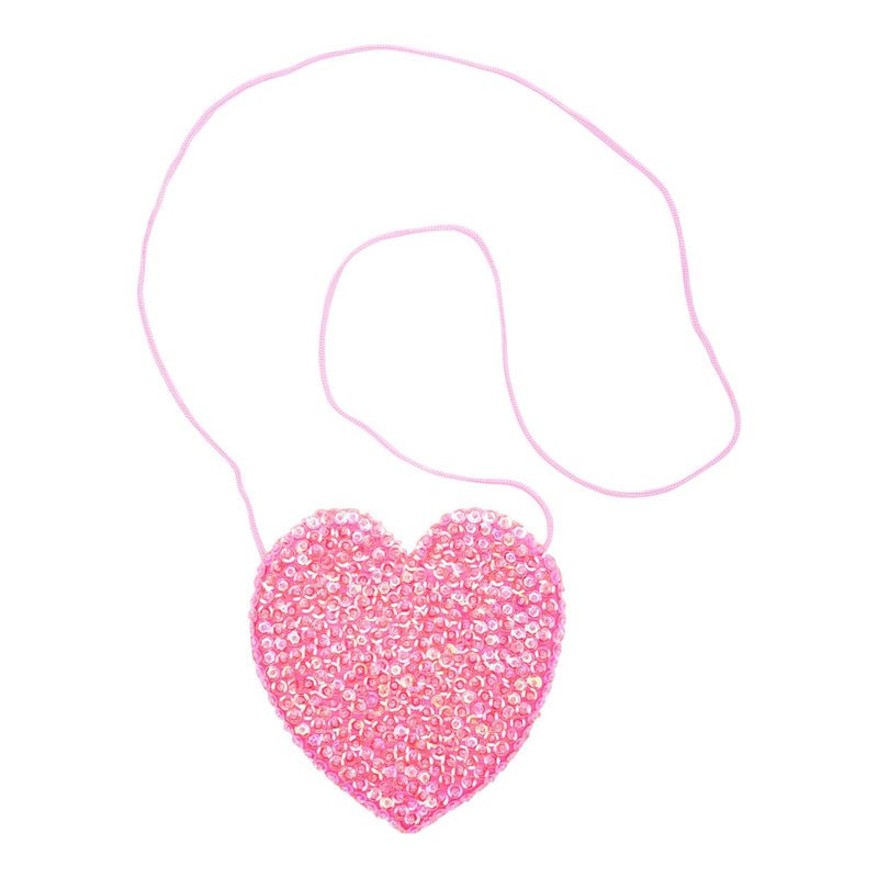 [Australia] - Shu-Shi Girls Toddler Sequin Purse Heart Shaped Small Bag Crossbody Long Strap One Size Hot Pink 