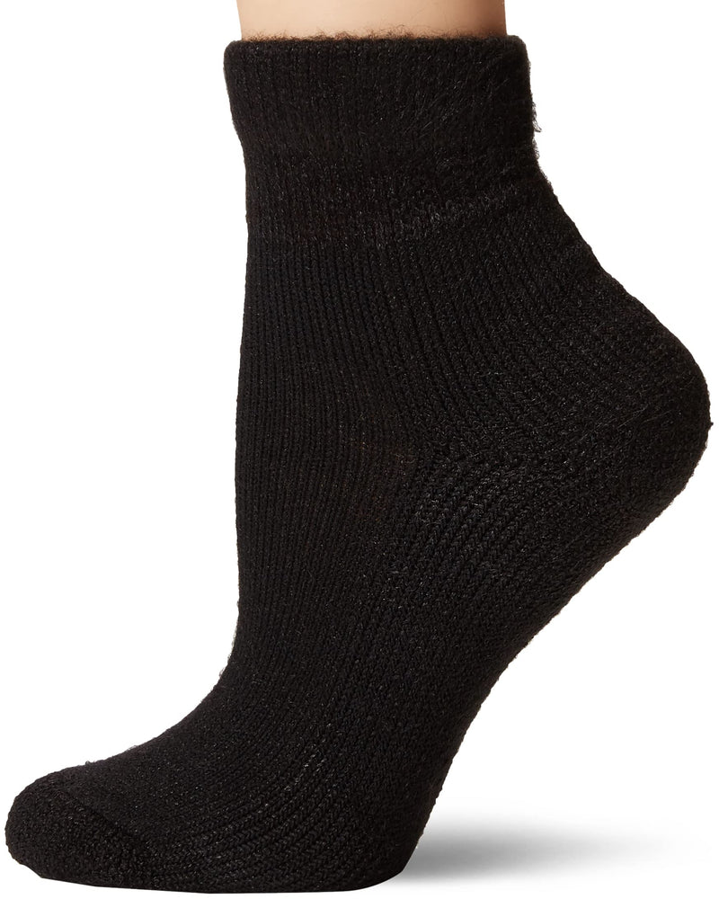 [Australia] - Thorlos Women's HPMW Diabetic Thick Padded Low Cut Sock, Black, Medium 