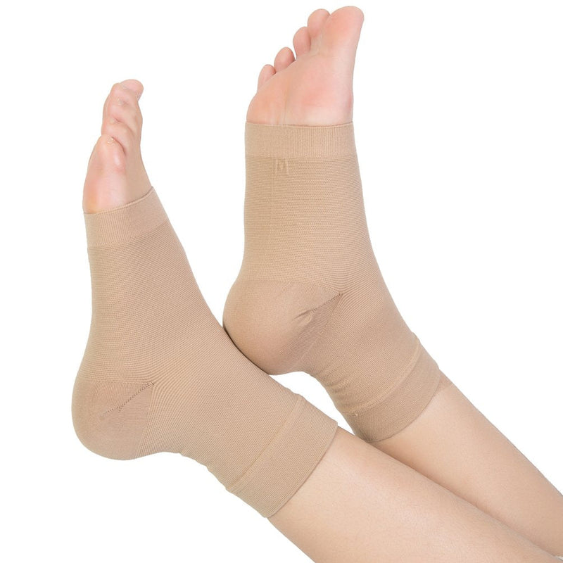 [Australia] - TOFLY® Plantar Fasciitis Socks for Women Men, Truly 20-30mmHg Compression Socks for Arch & Ankle Support, Foot Care Compression Sleeves for Injury Recovery, Eases Swelling, Pain Relief, Beige M Medium (1 Pair) 