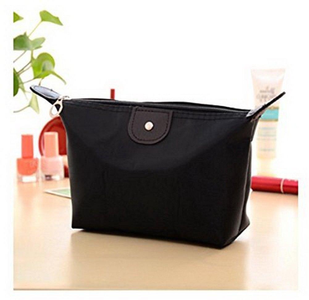 [Australia] - So Beauty Ladies Waterproof Nylon Zipper Makeup Bag Portable Multifunction Travel Cosmetic Bag(Black) 