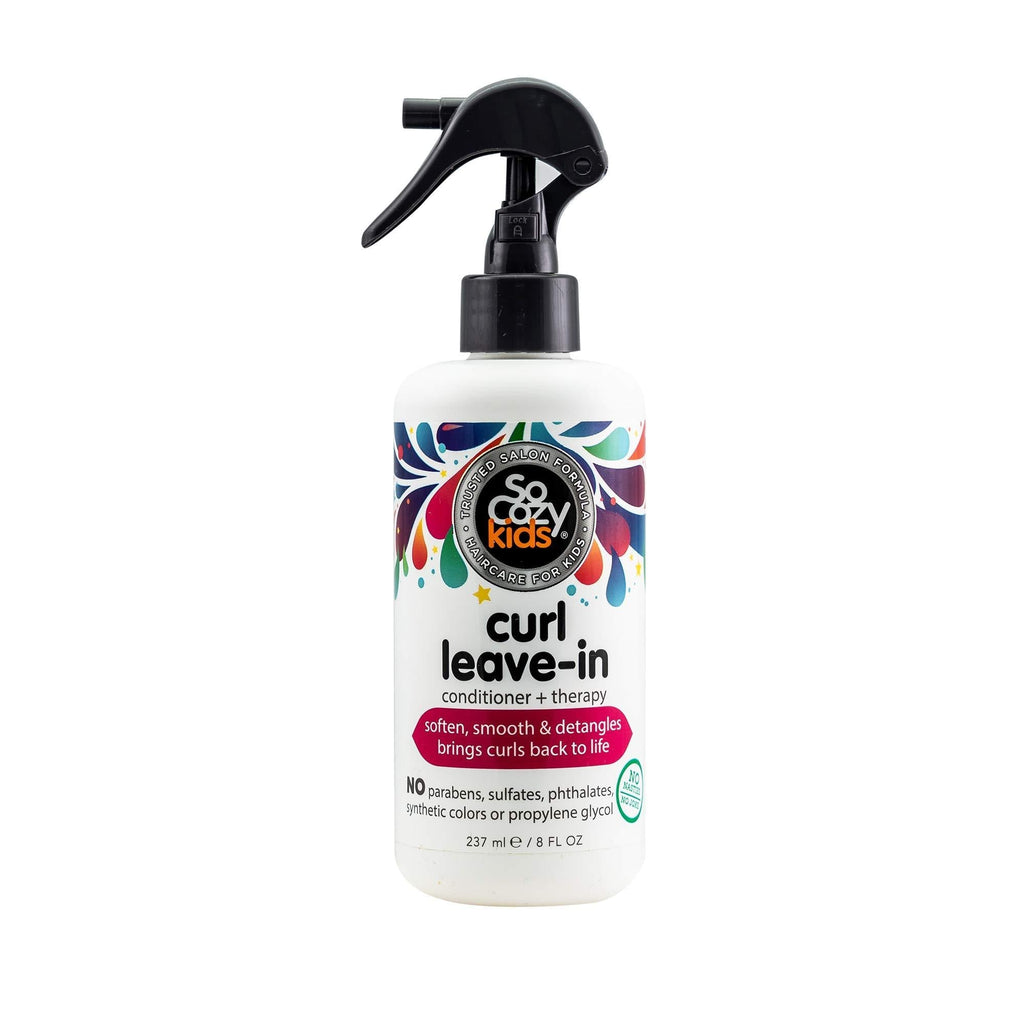 [Australia] - SoCozy, Curl Spray LeaveIn Conditioner For Kids Hair Detangles and Restores Curls No Parabens Sulfates Synthetic Colors or Dyes, Jojoba Oil,Olive Oil & Vitamin B5, Sweet-Pea, 8 Fl Oz 