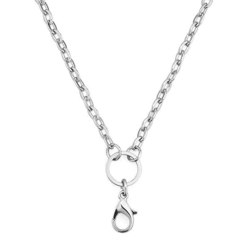 [Australia] - Q&Locket Lobster Clasp Rolo Cable Chain Necklace Fit Living Memory Locket Pendant Necklace Silver Plated 