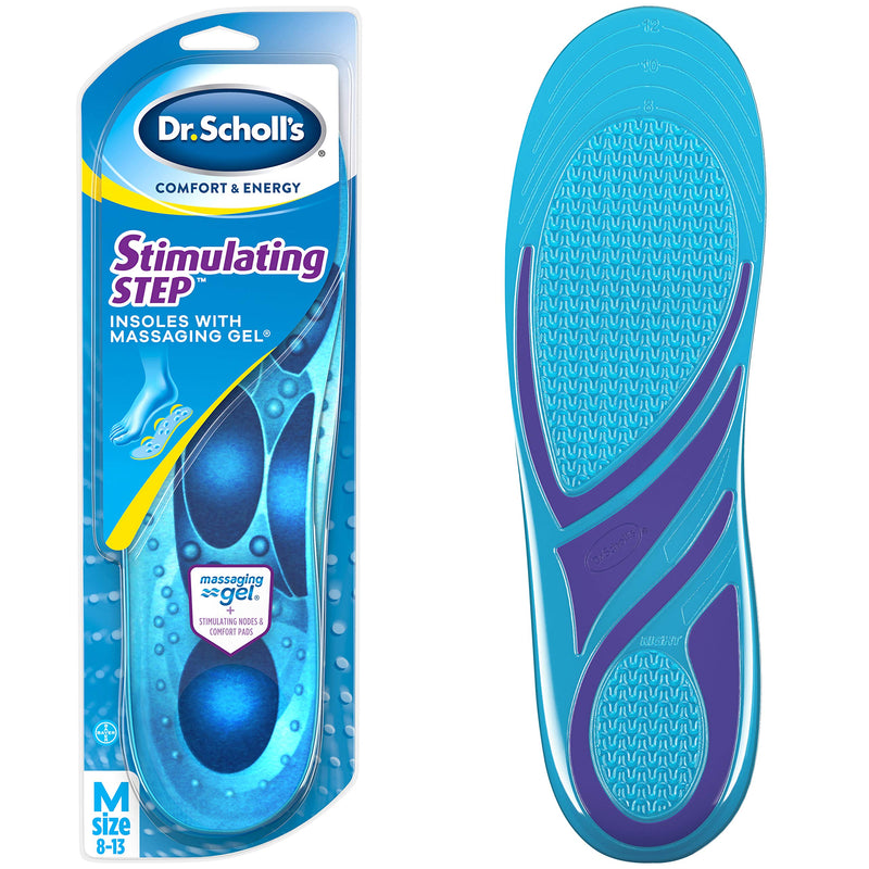 [Australia] - Dr. Scholl's Stimulating Step Insoles with Massaging Gel Plus Stimulating Nodes, Unisex 1 Pair Men's 8-13 