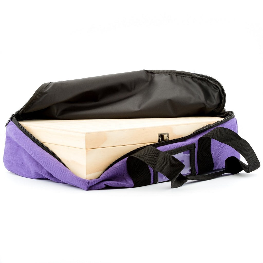 [Australia] - Carry Bag for Essential Oil Wooden Box Organizer - Large Travel Carrying Bags for Wood Storage Case -Fits most major Brands of Boxes. Features Padded Handle and Business Card Holder for Easy Transport purple 