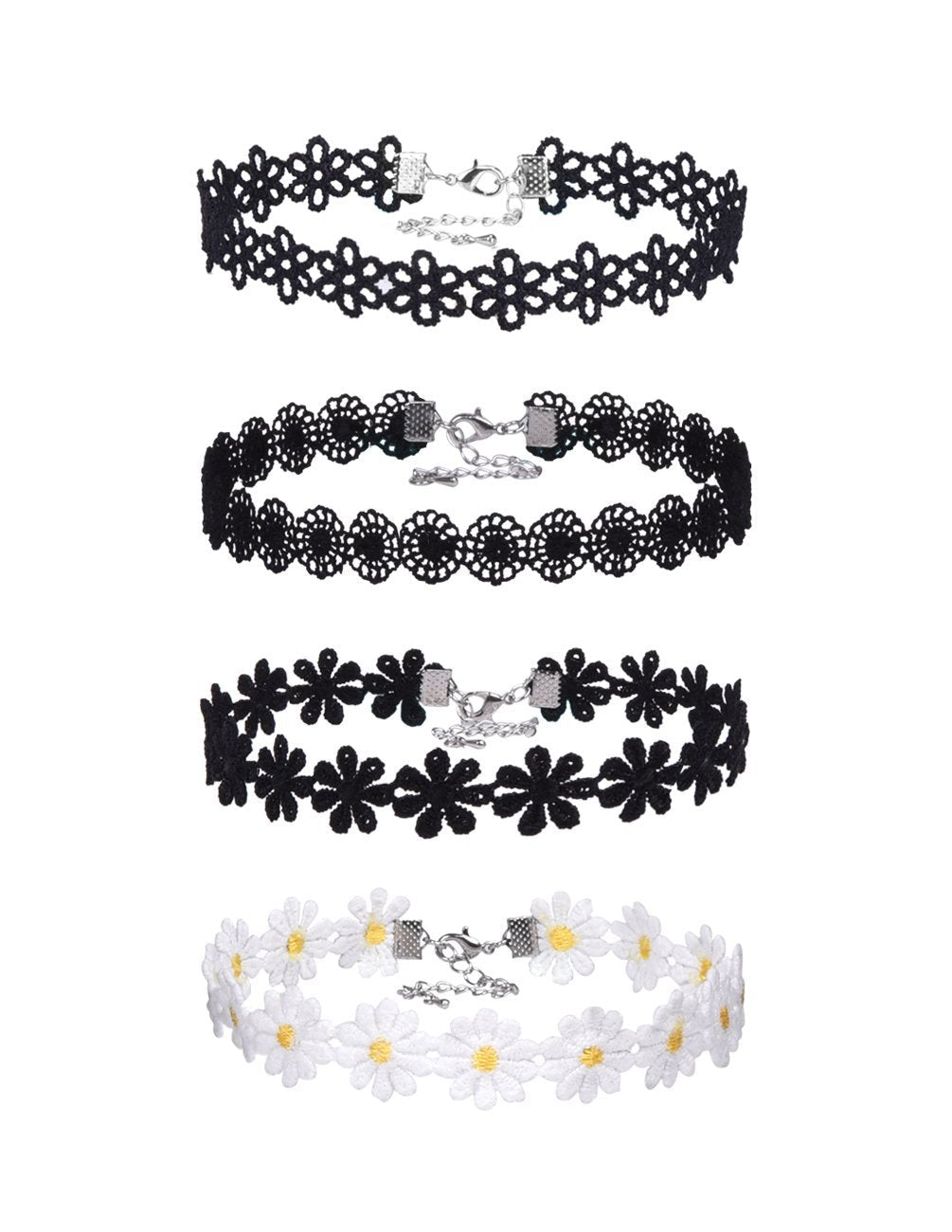 [Australia] - Mudder Lace Choker Necklaces Vintage Gothic Tattoo Choker for Women Girls, 4 Pieces 