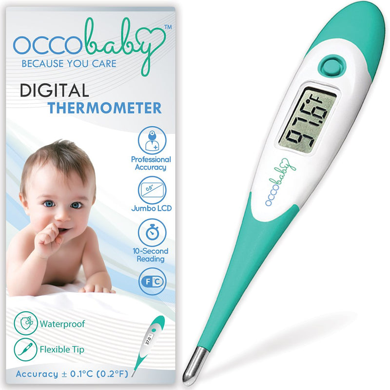 [Australia] - OCCObaby Clinical Digital Baby Thermometer - LCD, Flexible Tip, 10 Second Quick Accurate Fever Read Rectal Oral & Underarm Thermometer for Kids - Waterproof Baby Thermometer for Infants & Toddlers OCCOflex 