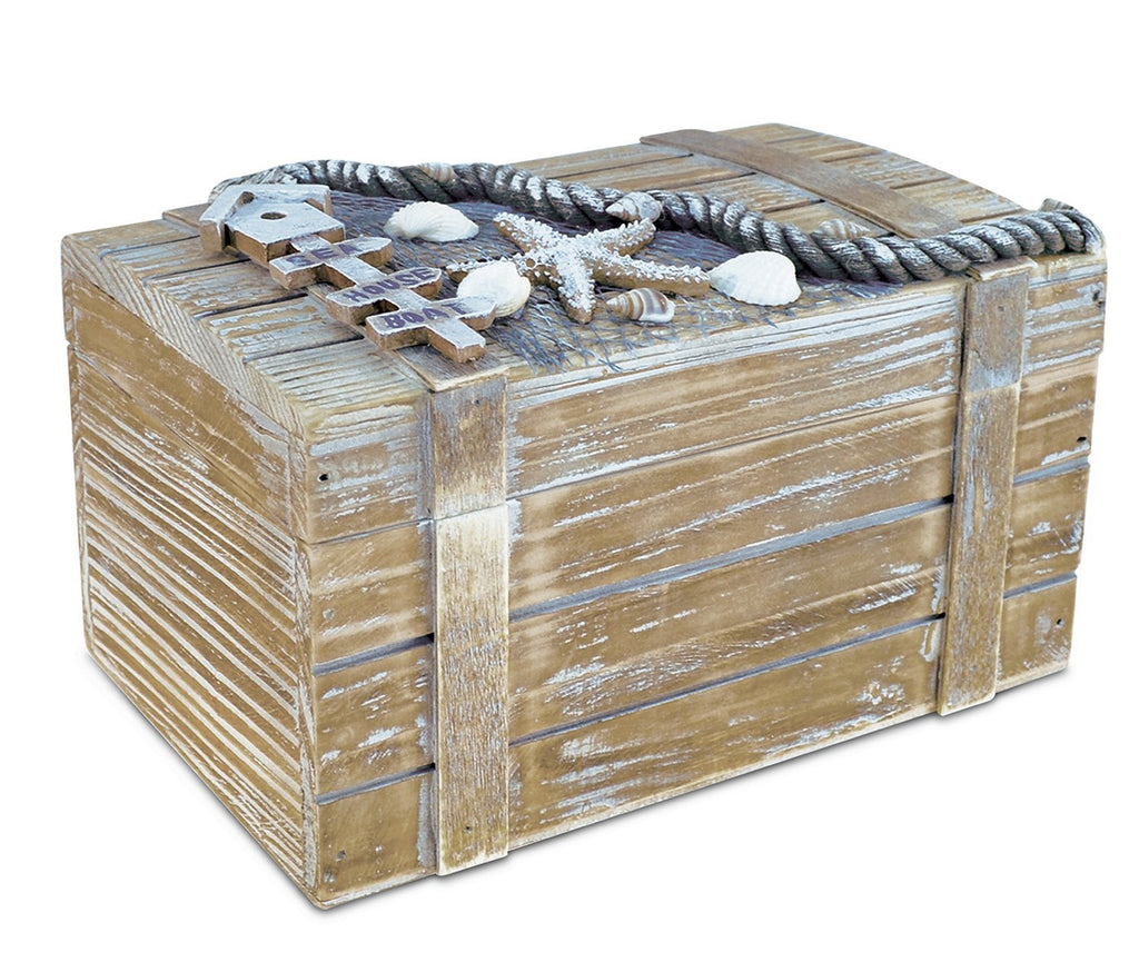 [Australia] - Puzzled COTA Global Large Baja Vintage Wooden Jewelry Box - 9" x 5.75" x 5" - Nautical Decor Trinket Storage Distressed Finish |Treasure Chest Accessory Storage Unique Gift & Souvenir - Item #9583 