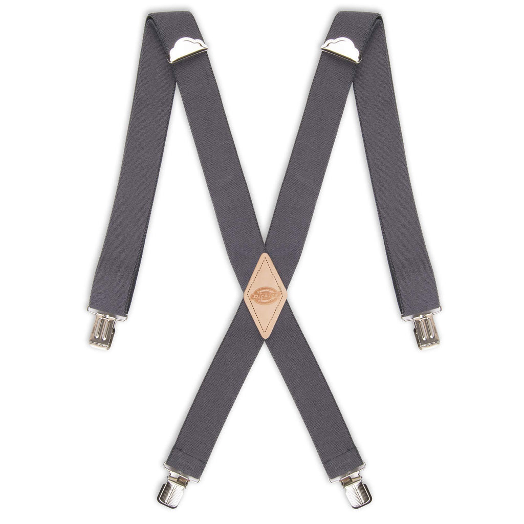 [Australia] - Dickies Men's 1 1/2 inch Solid Straight Clip Adjustable X Back Suspender Charcoal One Size 