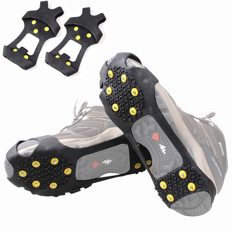 [Australia] - Shaddock Fishing Ice Cleats for Shoes Boots, Ice Cleats Snow Ice Cleats Over Shoe Boots Anti Slip Traction Cleat 10 Studs Crampons Slip-on Stretch Footwear for Men Women Medium(3-5 men/5-7 women) 