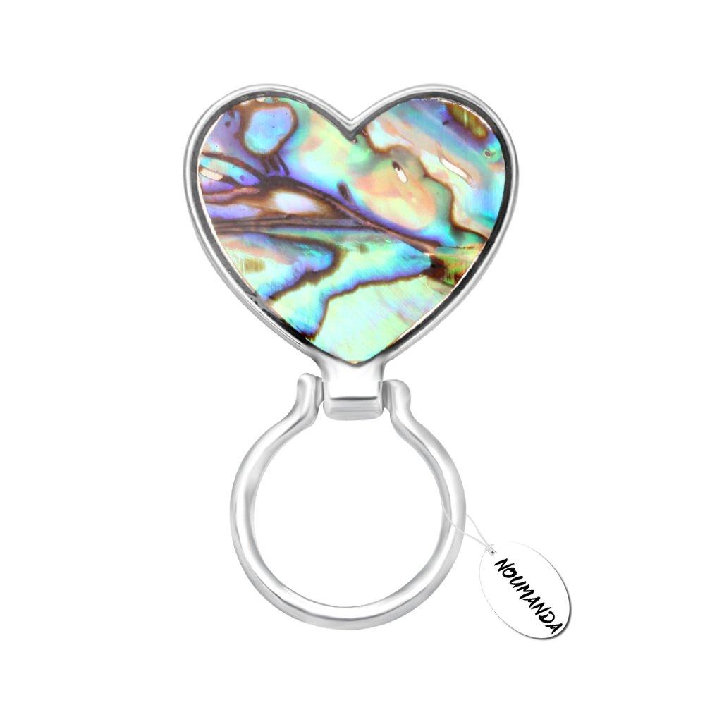 [Australia] - NOUMANDA Abalone Shell Pattern Heart-Shaped Magnetic Eyeglass Holder,Sunglass Hanger,Magnetic Brooch Pin silver 