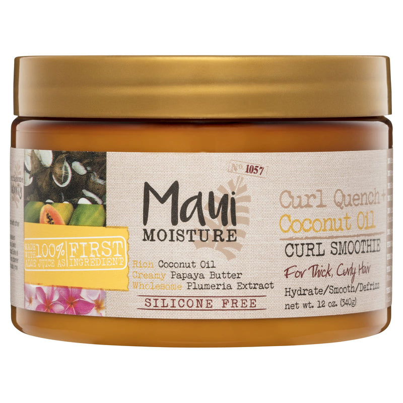 [Australia] - Maui Moisture Curl Quench + Coconut Oil Hydrating Curl Smoothie, Creamy Silicone-Free Styling Cream for Tight Curls, Braids, Twist-Outs & Wash & Go Styles, Vegan & Paraben-Free, 12 oz 