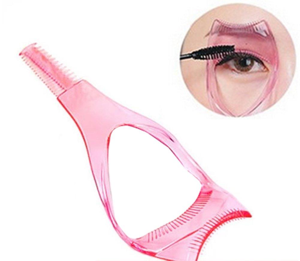 [Australia] - 3Pcs Plastic Makeup Upper Lower Eye Lash Mascara Guard Applicator With Comb Eyelashes Curlers Applicators (Pink) Pink 