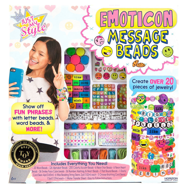 [Australia] - Just My Style Emoticon Message Beads by Horizon Group,DIY 20+ Jewelry Projects Using Symbols & Emoticons.Kit includes Word Beads,Alphabet Beads,Accent Beads,Star & Heart Shaped Beads,ABC Beads & More Basic 