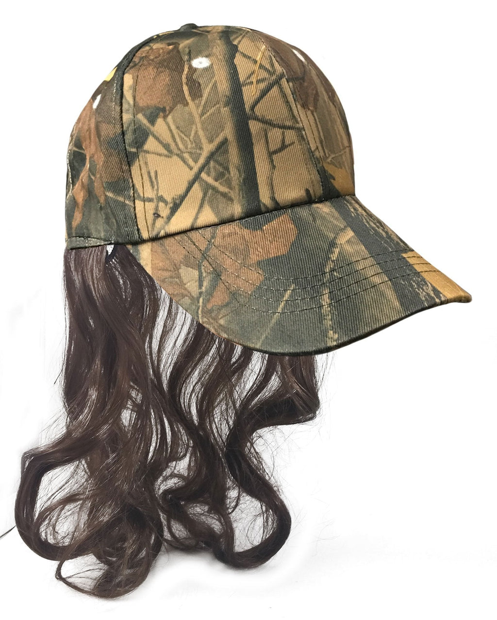 [Australia] - Camouflage Billy Ray Hat with Brown Mullet Hair! Bed Head, Don't Care! Now You Have The Perfect Hat to Cover The Mess Even in The Deer Stand! 
