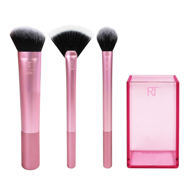 [Australia] - Real Techniques Cruelty Free Sculpting Set, Includes: Sculpting Brush, Fan Brush, Setting Brush & Brush Cup, Synthetic Bristles 