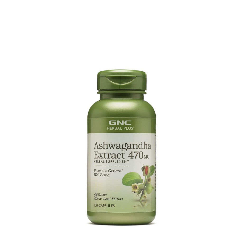 [Australia] - GNC Herbal Plus Ashwagandha Extract 470mg, 100 Capsules, Promotes General Well-Being 