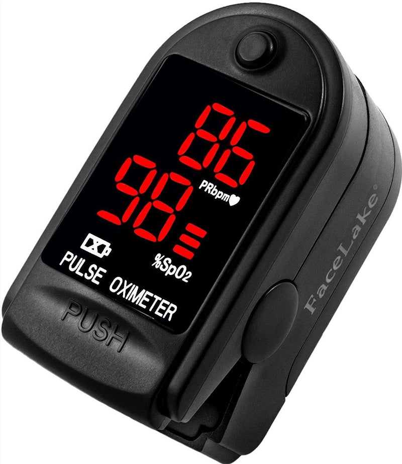 [Australia] - FaceLake ® FL400 Pulse Oximeter with Carrying Case, Batteries, Neck/Wrist Cord - Black 