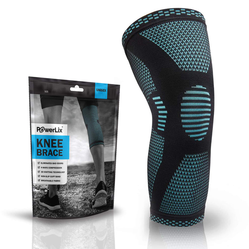 [Australia] - POWERLIX Knee Compression Sleeve - Best Knee Brace for Knee Pain for Men & Women – Knee Support for Running, Basketball, Weightlifting, Gym, Workout, Sports Blue Medium 