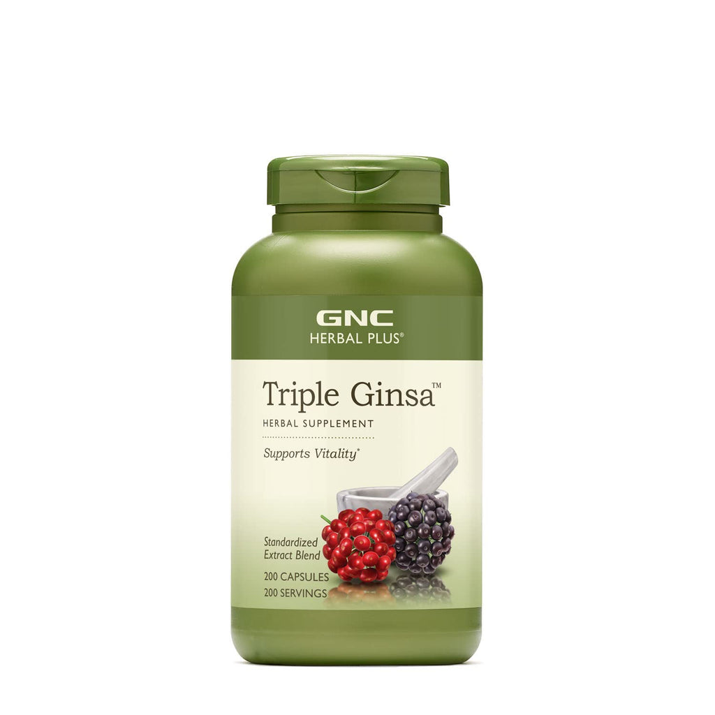 [Australia] - GNC Herbal Plus Triple Ginsa, 200 Capsules, Supports Vitality 200 Count (Pack of 1) 