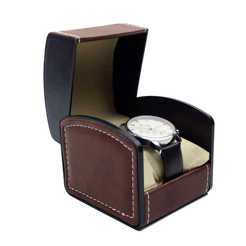 [Australia] - Watch Box Single Slot leathery Travel Jewelry Storage Case Organizer, Brown 