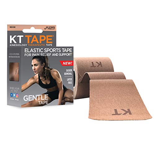 [Australia] - KT Tape Kinesiology Therapeutic Sports Tape, Gentle Adhesive for Sensitive Skin, 20 Precut 10 inch Strips, Beige 