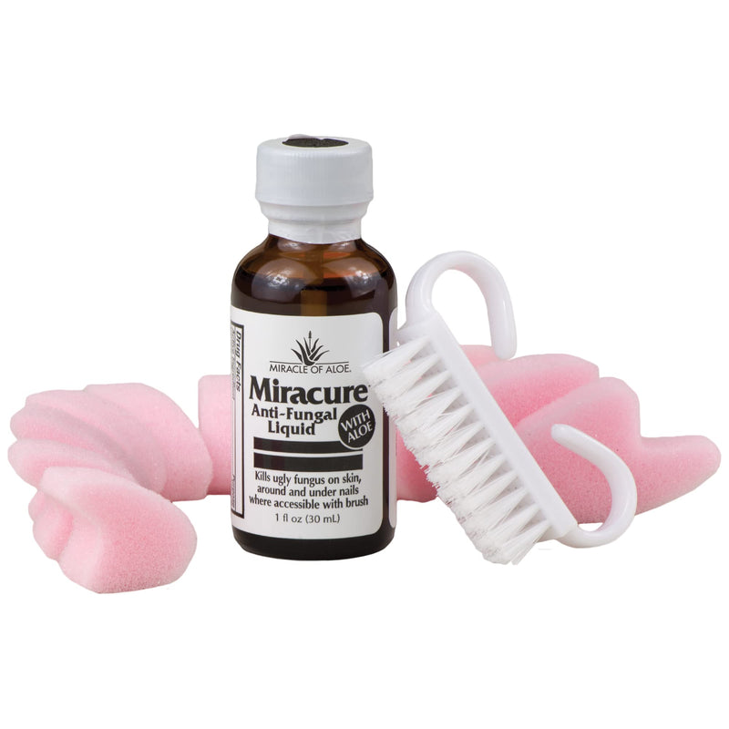 [Australia] - Miracure Anti-Fungal Treatment 1 ounce bottle with 10 Toe Separators and Brush with UltraAloe 