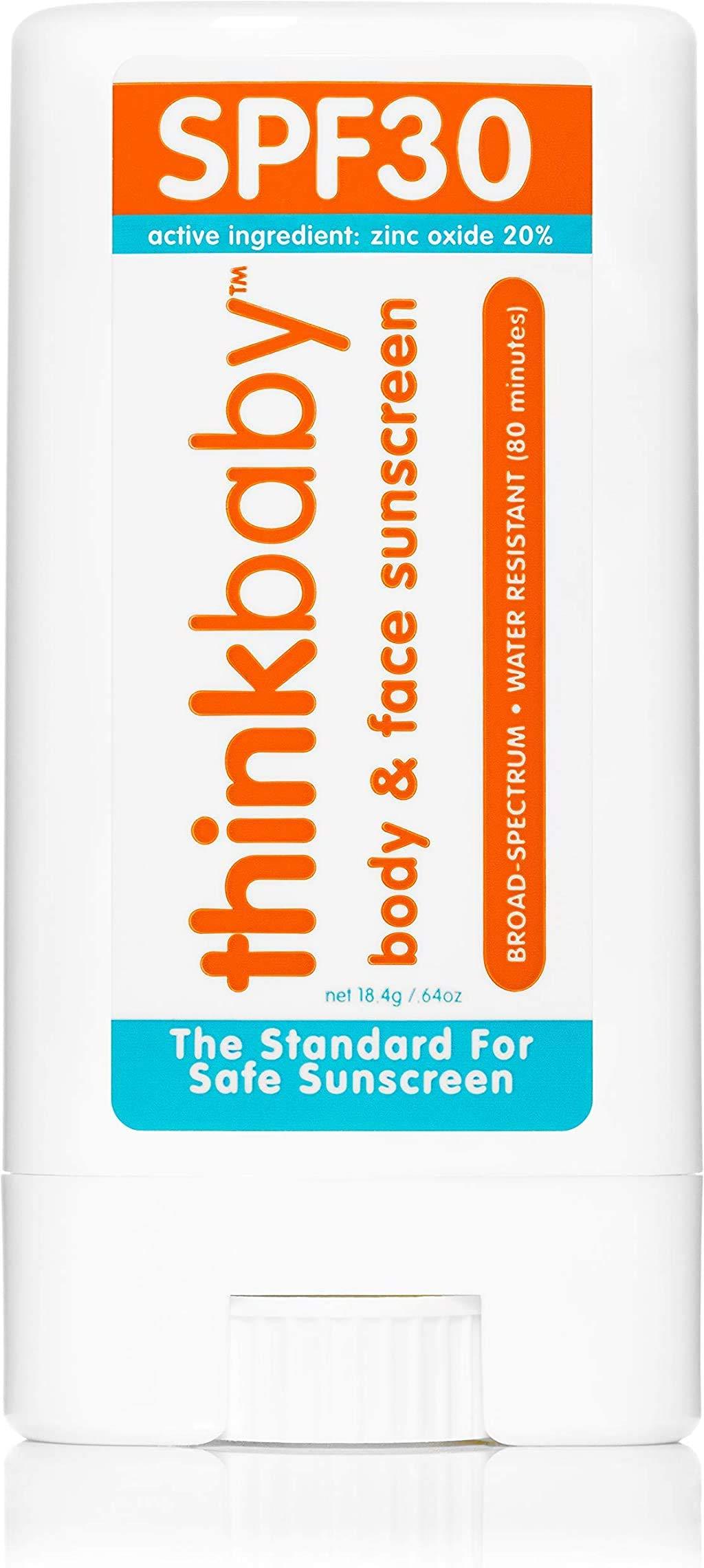 [Australia] - Thinkbaby SPF 30 Sunscreen Stick – Safe, Natural, Water Resistant Sun Cream for Babies, Kids & Adults – Vegan, Mineral UVA/UVB Sun Protection – Reef Friendly Travel Stick, 0.64oz 