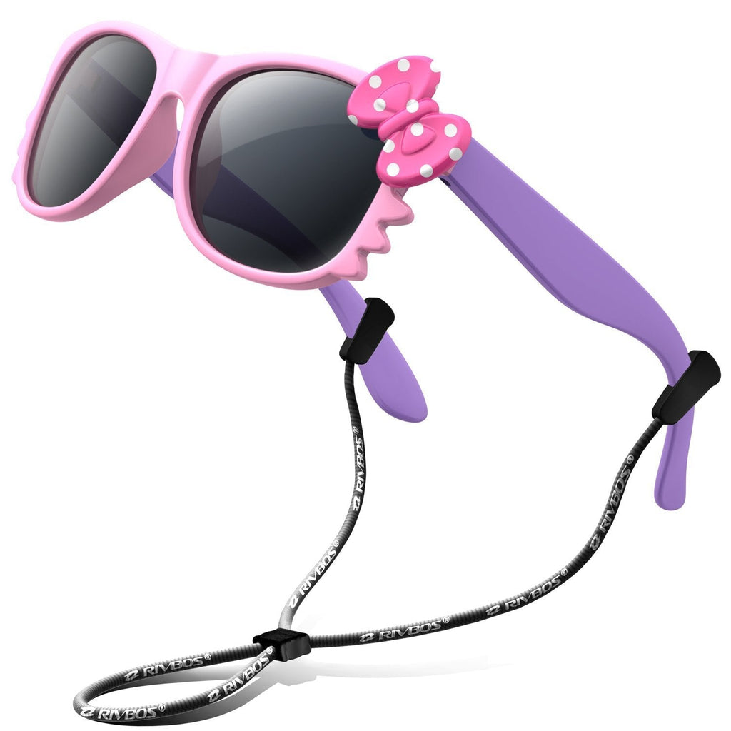 [Australia] - RIVBOS Rubber Kids Polarized Sunglasses With Strap Glasses Shades for Boys Girls Baby and Children Age 3-10 RBK002 3376-pink 