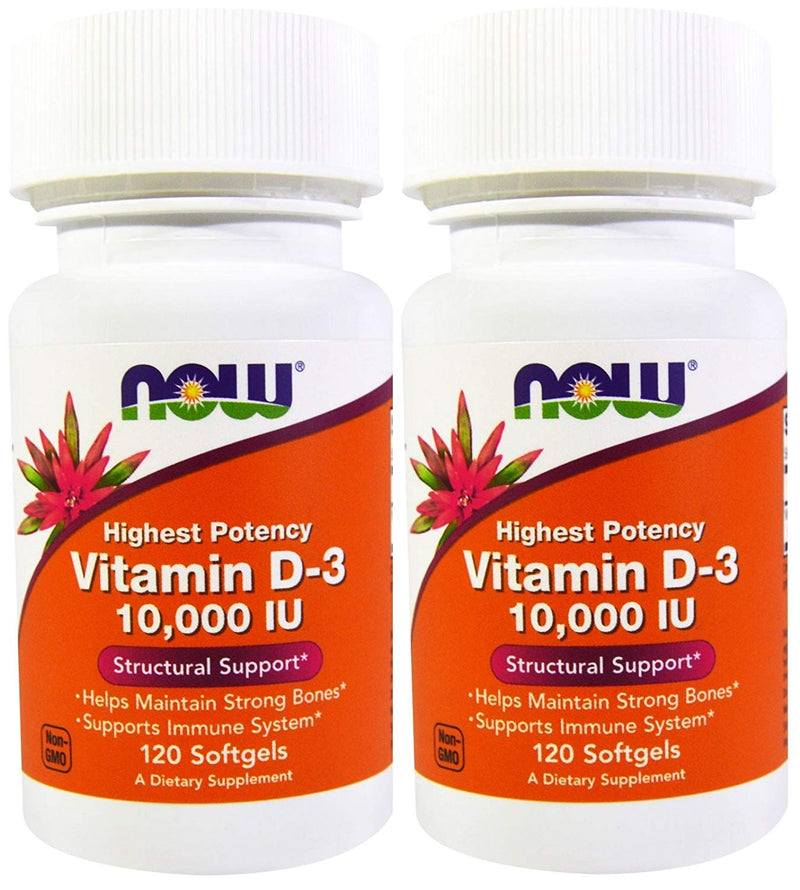 [Australia] - Now Foods Vitamin D-3 10,000 IU 120 Soft Gels (2 Pack) 