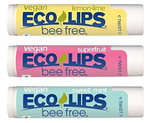 [Australia] - VEGAN LIP BALM By Eco Lips Superfruit / Sweet Mint / Lemon Lime 3 Pack Bee Free with Candelilla Wax, Organic Cocoa Butter, & Organic Coconut Oil. Soothe & Moisturize Dry, Cracked and Chapped Lips. 100% Plastic-Free Plant Pod Packaging. Made in the USA. 