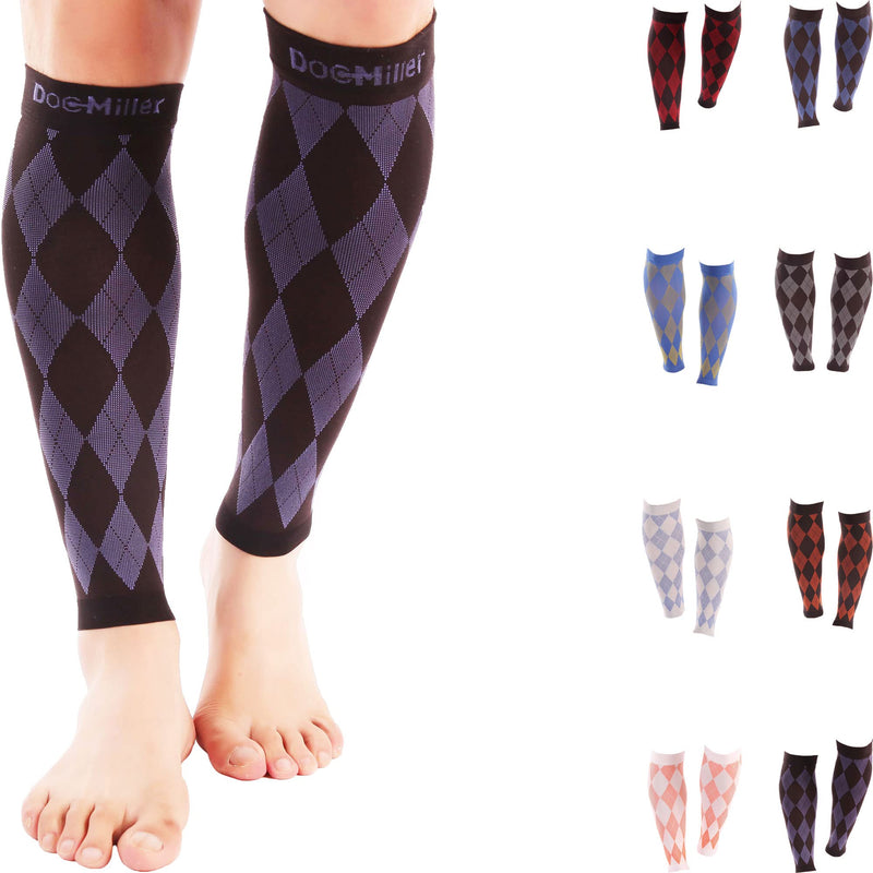 [Australia] - Doc Miller Calf Compression Sleeve for Men & Women - Fast Leg Pain Relief from Shin Splints, Varicose Veins - All Day Calf Support for Running, Travel & Everyday Use Black.Purple X-Large 