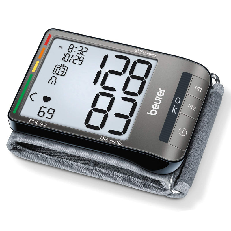 [Australia] - Beurer BC81 Wrist Blood Pressure Monitor – XL Display, Arrhythmia Detection, 120 Memory Sets – XL Blood Pressure Cuff Wrist for Home Use, Automatic Blood Pressure Machine with Storage Case, Batteries 