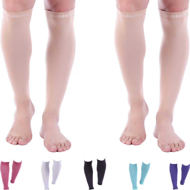 [Australia] - Doc Miller Calf Compression Sleeve Women and Men- 20-30 mmHg - 2 Pairs Calf Sleeve for Surgery Recovery Maternity Shin Splints Varicose Veins and Calf Injuries - X-Large Size - Skin Nude Color Skin/Nude 
