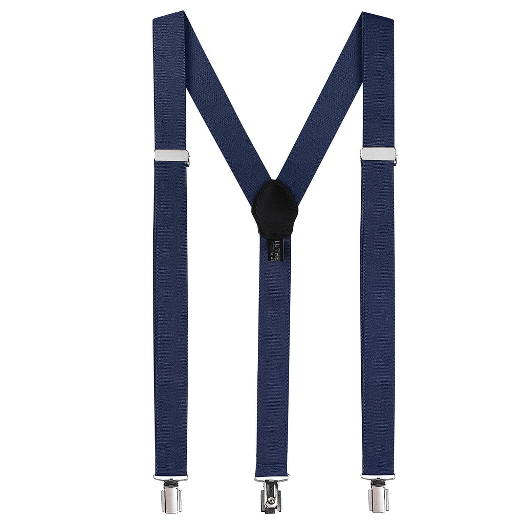 [Australia] - Mens Suspenders For Men With Clips Y Back Design Pant Clip Style Tuxedo Braces Navy Blue 