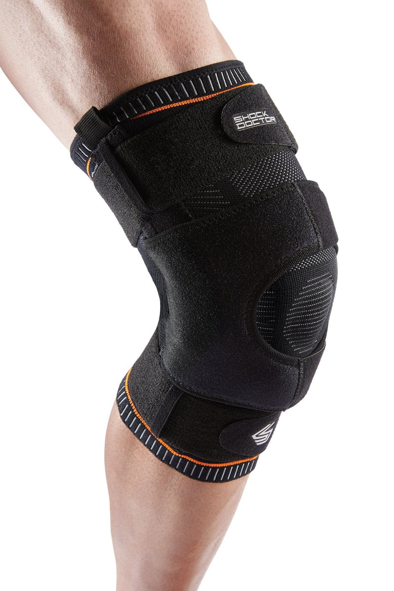 [Australia] - Shock Doctor Ultra Knit Knee Support, Knee Brace for Preventing & Healing Patella Instability, Meniscus Injuries, Minor Ligament Sprains & Hyperextension, for Men & Women, Sold as Single Unit (1) Dual Wrap w/ Hinges (Maximum Support) Large 