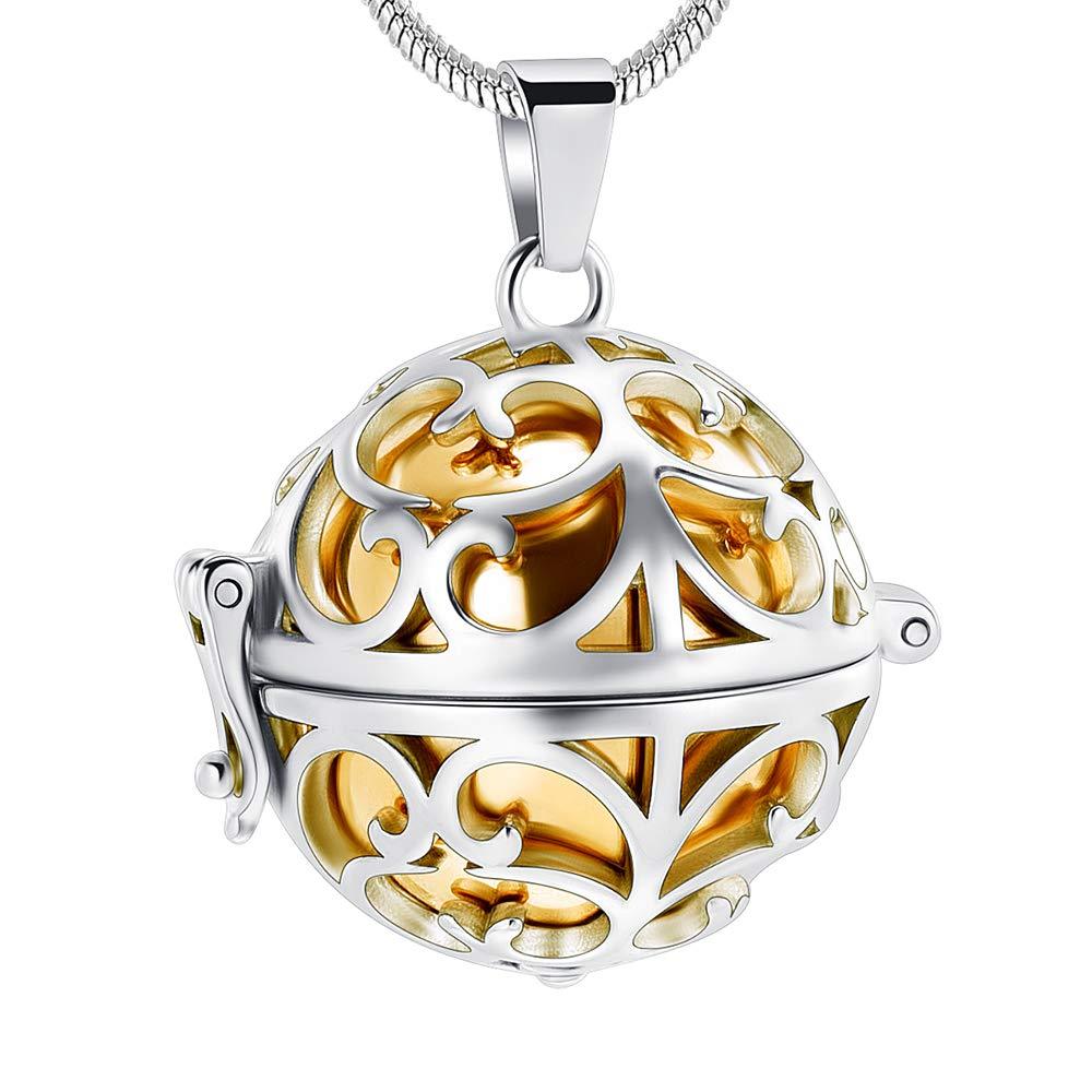 [Australia] - Minicremation Cremation Jewelry Urn Pendant Necklace for Ashes with Hollow Mini Keepsake Urn Memorial Jewelry for Ashes Gold 